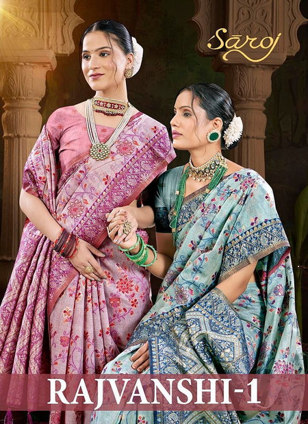 Rajvanshi 1 By Saroj Pure Linen Silk Saree Wholesale Market In Surat